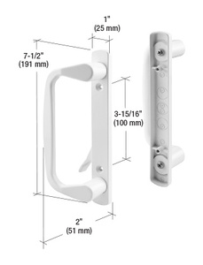 CRL White Low Profile Long Base Mortise-Series Handle with 3-15/16" Center-to-Center Screw Holes
