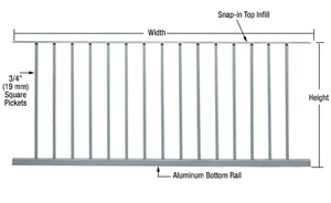 CRL Mill 200, 300, 350, and 400 Series 72"W x 36"H Picket Panel