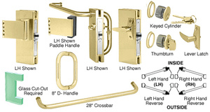 CRL Polished Brass 4" x 10" Right Hand Custom Center Lock with Deadlatch