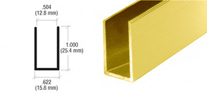 CRL Brite Gold Anodized 1/2" Aluminum U-Channel