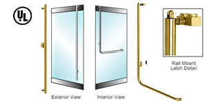 CRL-Blumcraft® Polished Brass Left Hand Reverse Rail Mount Keyed Access "FS" Exterior, Top Securing Panic Handle