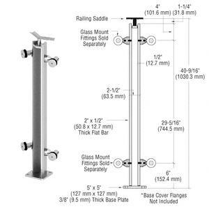 CRL Polished Stainless 42" P8 Series 135 Degree Angle Post Fixed Fitting Railing Kit