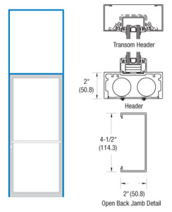 CRL-U.S. Aluminum Bronze Black Anodized 2" x 4-1/2" 451 Series Transom Single Door Frame
