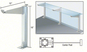 CRL Brite Anodized 18" High Center Design Series Partition Post with 12" Deep Top Shelf