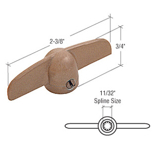 CRL Star Brown T-Crank Window Handle With 11/32" Spline Size for Truth