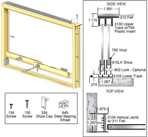 CRL Brite Gold Anodized Wood End Showcase Track Assembly With Flat Rear Track