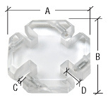 CRL Clear Acrylic 4-Way Heavy Glass Connector for 3/8" Glass