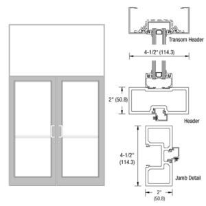CRL-U.S. Aluminum Clear Anodized Class 1 76" x 126" Series DF800 Tubular Offset Pivot Transom Frame Complete (2FT)
