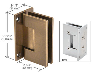 CRL Antique Brass Vienna 537 Series 5 Degree Pre-Set Wall Mount Full Back Plate Hinge