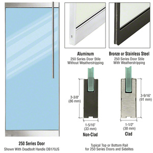 CRL-Blumcraft® Brushed Stainless 250 Series Door - 1/2" Glass