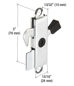 CRL Stamped Aluminum 13/32" Wide Sliding Glass Door Lever Lock