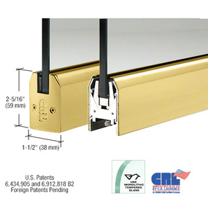 CRL Polished Brass 1/2" Glass Low Profile Tapered Door Rail Without Lock - Custom Length