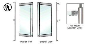 CRL-Blumcraft® Brushed Stainless Left Hand Double Acting Rail Mount 'F' Exterior Top and Bottom Secured Deadbolt Handle With Thumbturn Inside and Outside