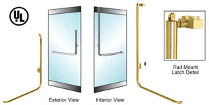 CRL-Blumcraft® Satin Brass Left Hand Reverse Rail Mount Keyed Access "B" Exterior Top Securing Panic Handle