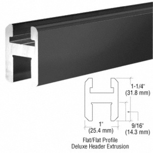 CRL Matte Black Flat/Flat Profile Deluxe Shower Door Header Kit - 95"