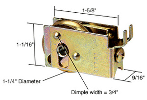 CRL 1-1/4" Steel Sliding Glass Door Roller with 9/16" Wide