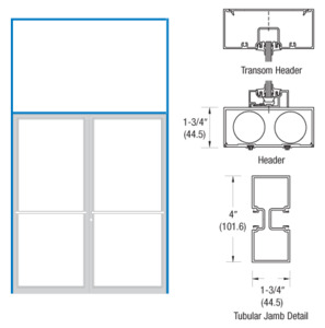 CRL-U.S. Aluminum Bronze Black Anodized 75-1/2" x 126" 400 Series Transom Double Door Frame for Center Hung OHCC
