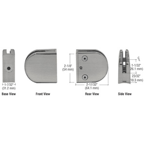 CRL Brushed Nickel Z-Series Round Type Radius Base Zinc Clamp for 1/2" Glass