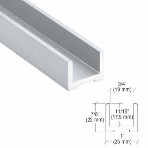 CRL-Blumcraft® Satin Anodized Wet Glaze U-Channel for 1/2" (12 mm) Glass 120"