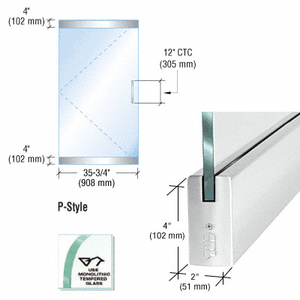 CRL Dry Glazed Frameless Glass 3'-0" P-Style Polished Stainless Single Door Only Kit - without Lock