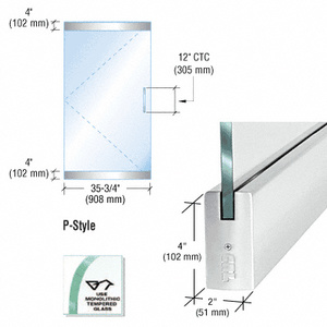 CRL Dry Glazed Frameless Glass 3'-0" P-Style Polished Stainless Single Door Only Kit - without Lock