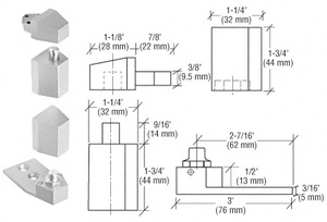 CRL Kit de pivot réversible excentré avec retrait de 3,2 mm (1/8 po), aluminium