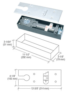 CRL Medium Duty 180º Hold Open at 90º Narrow Width Floor Mounted Closer