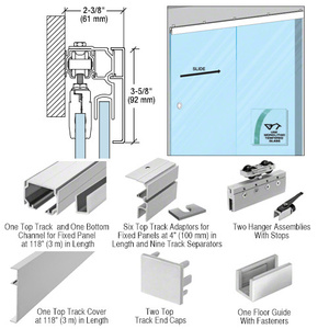 CRL50 Satin Anodized Series Single Sliding Door with Fixed Panel Wall Mount Kit