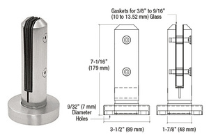 CRL Brushed Stainless Low Profile Round One-Piece Surface Mount Frameless Windscreen Clamp