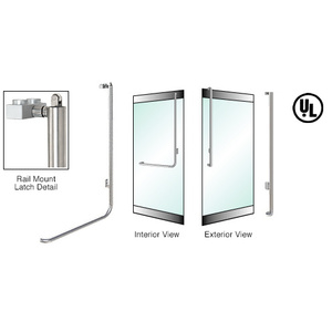 CRL-Blumcraft® Brushed Stainless Right Hand Reverse Rail Mount Retainer Plate "J" Exterior, Top Securing Balanced Door Panic Handle