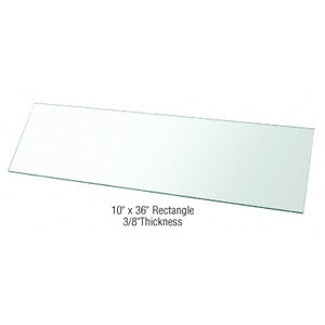 CRL 10" x 36" Rectangle 3/8" Clear Tempered Glass Shelf - 2/Pk