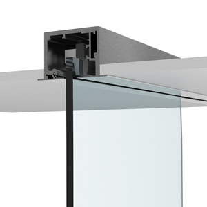 CRL 695 Series Brushed Stainless Anodized Drop Ceiling Mount Sliding Door Kit with Softbrake Braking System