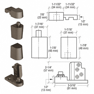 CRL Dark Bronze Offset Left Hand 0P70 Series Pivot Set