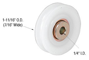 CRL 1-11/16" Nylon Ball Bearing Replacement Roller 7/16" Wide