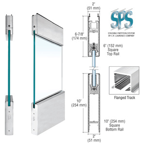 CRL Brushed Stainless Type 3 Flanged SPS with 6" Square Rail on Top and 10" Square Rail on the Bottom