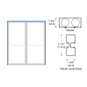 CRL-U.S. Aluminum Clear Anodized Double Door 75-1/2" x 85-3/4" 450 Series Up and Over Frame for Butt Hung OHCC