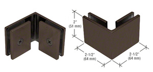 CRL Brushed Bronze Square 90 Degree Glass-to-Glass Clamp