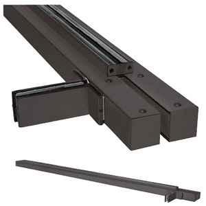 CRL Black Bronze Anodized Custom Size Double Door Wall-to-Glass Floating Header With Fin Brackets
