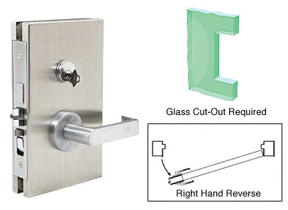CRL Brushed Stainless 6" x 10" RHR Center Lock With Deadlatch in Entrance Lock Function
