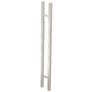 CRL Brushed Stainless Glass Mounted Square Ladder Style Pull Handle with Square Mounting Posts - 60"