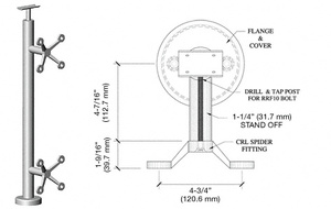 CRL Brushed Stainless 42" P6 Series Spider 180 Degree Center Post Railing Kit