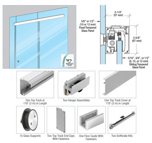 CRL285 Series Satin Anodized Glass Mount Single Slider Kit for 5/16" to 3/8" - 118"