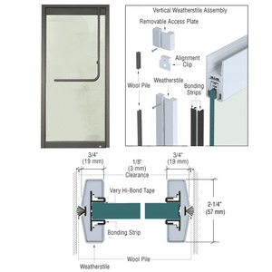 CRL Black Bronze Vertical Weatherstile Kits for 3/4" Glass Single Doors