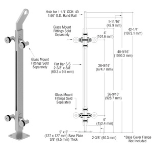 CRL Brushed Stainless 42" P2 Series 180 Degree Center Post Railing Kit