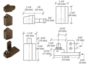 CRL Dark Bronze Offset Right Hand Pivot Set with 1/8" Recess