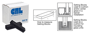 CRL 1/2" x 1/2" x 4" Neoprene Setting Blocks - 80 Durometer