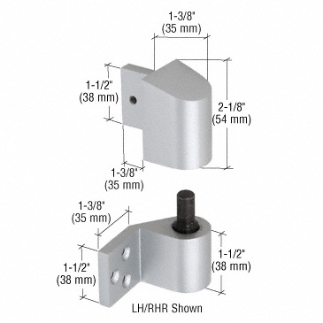CRL Aluminum 3/4" Offset Left Hand Intermediate Pivot Sets