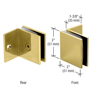 CRL Polished Brass Fixed Panel Square Clamp With Small Leg