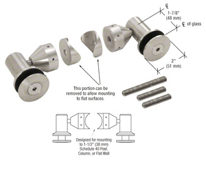 CRL Brushed Stainless Double Arm Fixed Fitting Set for 1/2" Glass
