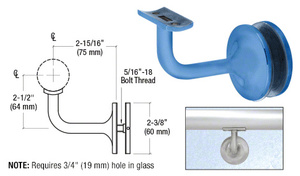 CRL Painted Pismo Series Glass Mounted Hand Rail Bracket for 1-1/2" and 1.66" Diameter Hand Rail Tubing